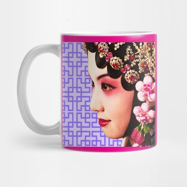 Chinese Opera Star with  Purple Tile Floor Pattern- Hong Kong Retro by CRAFTY BITCH